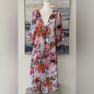 Like Mynded Elegant Floral Watercolor Swim Coverup